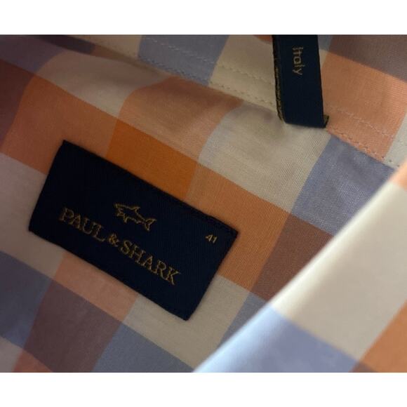 Paul And Shark Shirt Men EU 41 (US L / 16.5) Multicolor Square Logo Lightweight - Picture 7 of 13